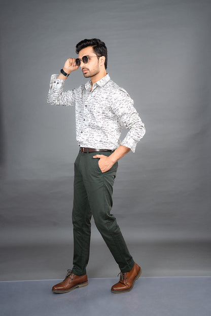 RENE - PREMIUM COTTON PRINTED TWILL WEAVE CASUAL REGULAR FIT SHIRT