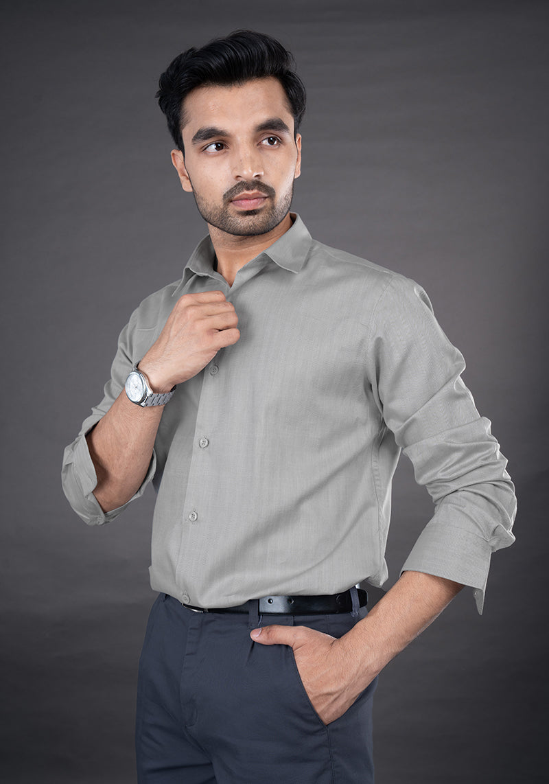 LEO - PREMIUM GIZA COTTON HERRINGBONE CASUAL REGULAR FIT SHIRT