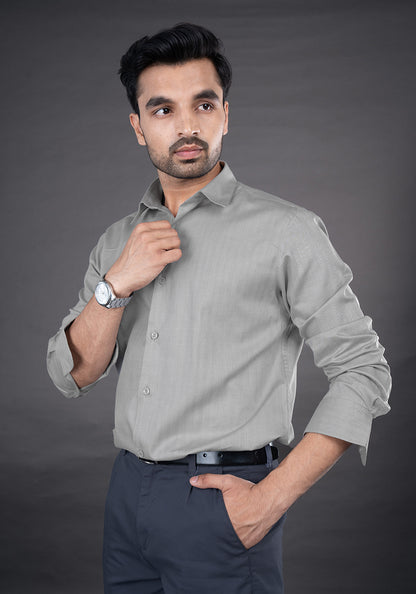 LEO - PREMIUM GIZA COTTON HERRINGBONE CASUAL REGULAR FIT SHIRT