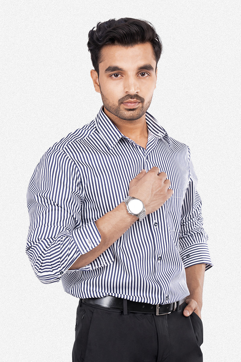 REX - PREMIUM MENS WEAR COTTON STRIPED SMART CASUAL WEAR REGULAR FIT SHIRT