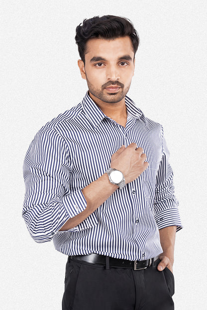 REX - PREMIUM MENS WEAR COTTON STRIPED SMART CASUAL WEAR REGULAR FIT SHIRT