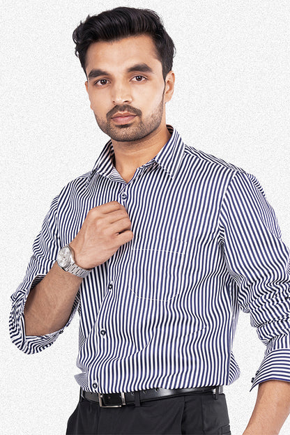 REX - PREMIUM MENS WEAR COTTON STRIPED SMART CASUAL WEAR REGULAR FIT SHIRT