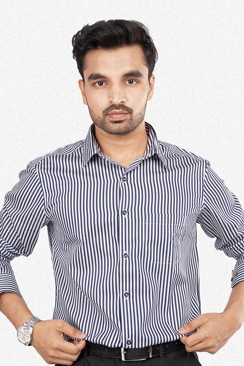REX - PREMIUM MENS WEAR COTTON STRIPED SMART CASUAL WEAR REGULAR FIT SHIRT