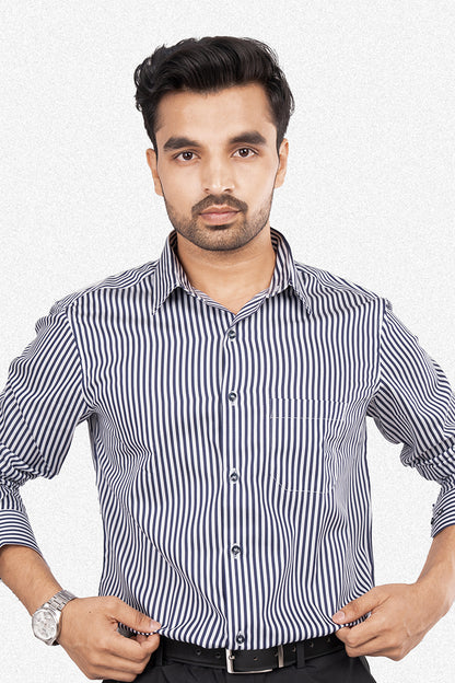 REX - PREMIUM MENS WEAR COTTON STRIPED SMART CASUAL WEAR REGULAR FIT SHIRT