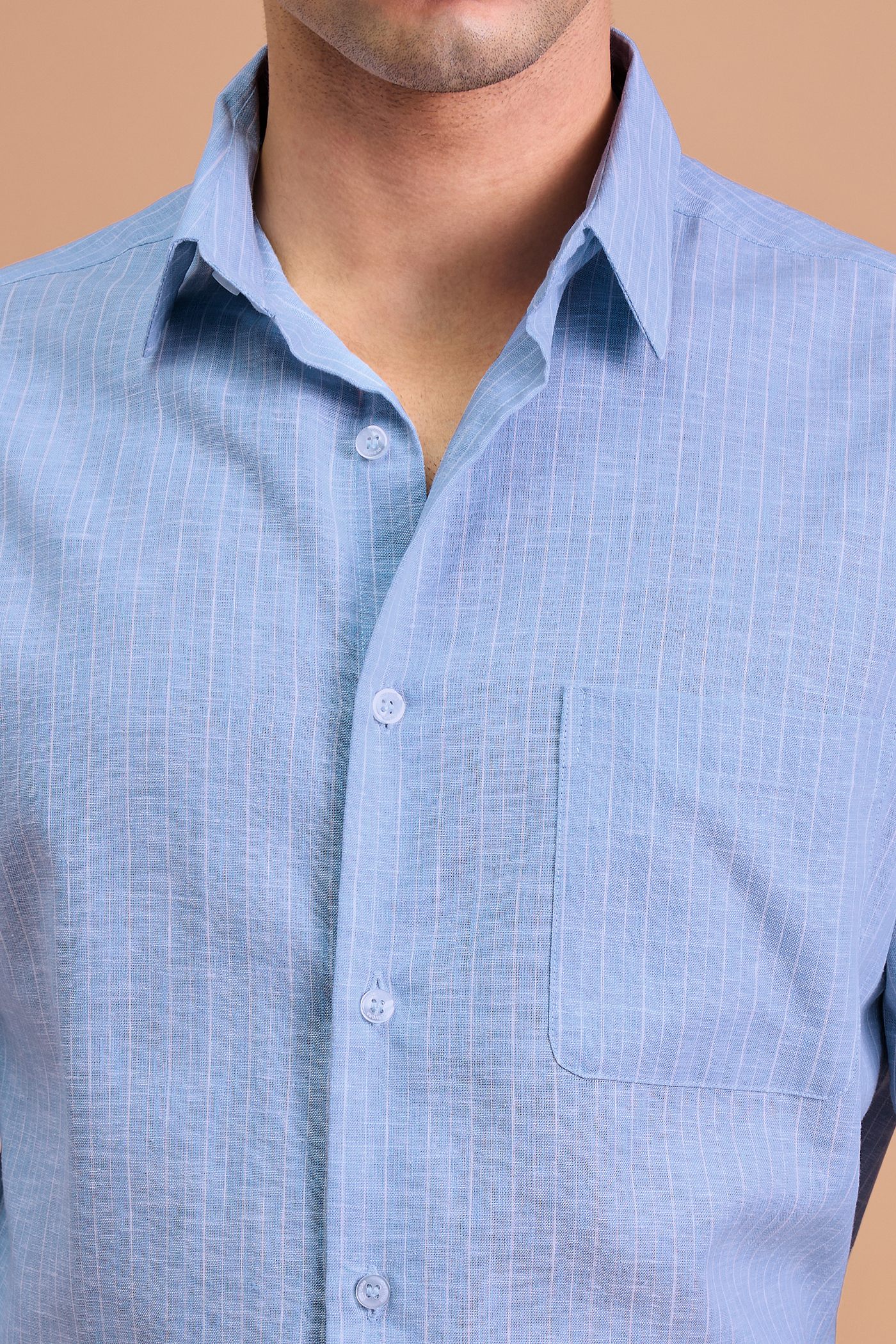 CORIN- MENS PREMIUM COTTON BLEND BLUE STRIPED REGLAR FIT SHIRT