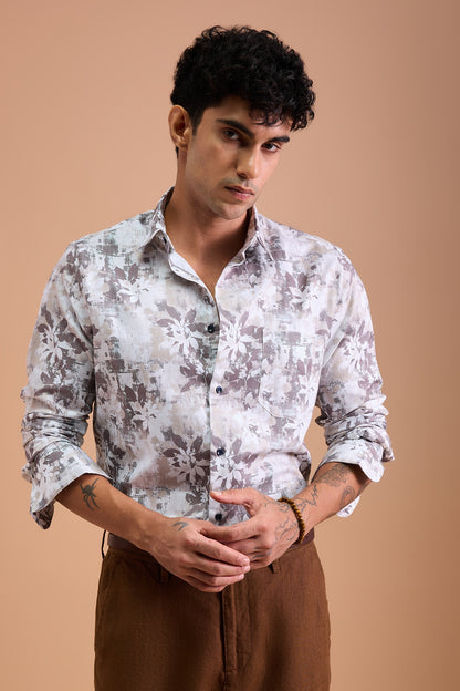 SIERRA- MENS SIERRA PREMIUM COTTON BIEGE CASUAL SLIM FIT SHIRT