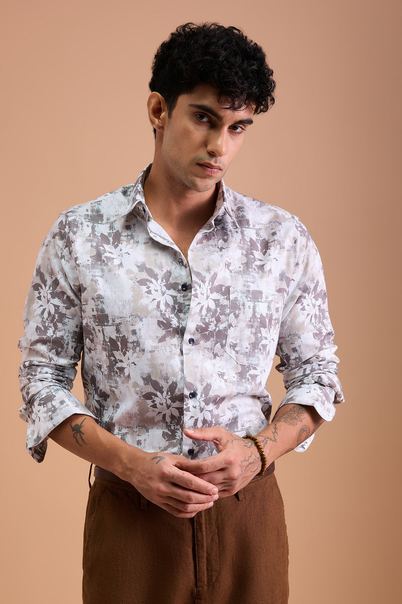 SIERRA- MENS SIERRA PREMIUM COTTON BIEGE CASUAL SLIM FIT SHIRT