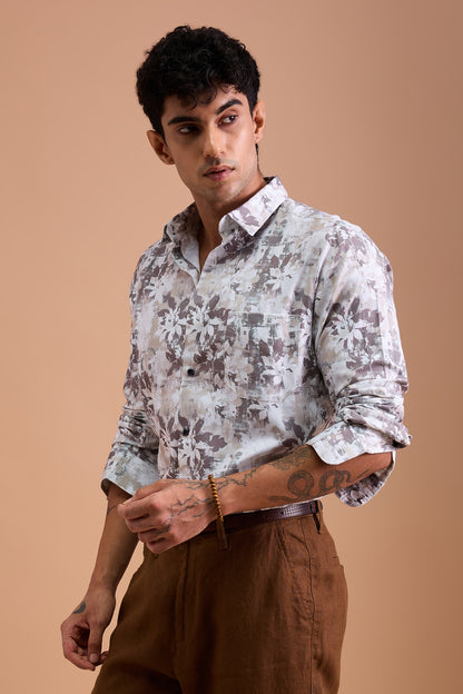 SIERRA- MENS SIERRA PREMIUM COTTON BIEGE CASUAL SLIM FIT SHIRT