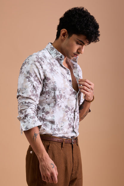 SIERRA- MENS SIERRA PREMIUM COTTON BIEGE CASUAL SLIM FIT SHIRT