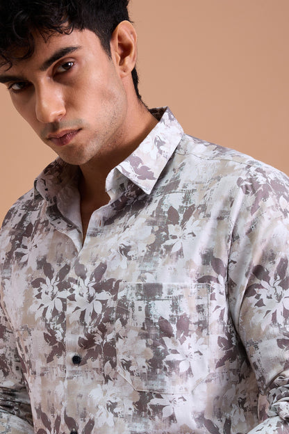 SIERRA- MENS SIERRA PREMIUM COTTON BIEGE CASUAL SLIM FIT SHIRT
