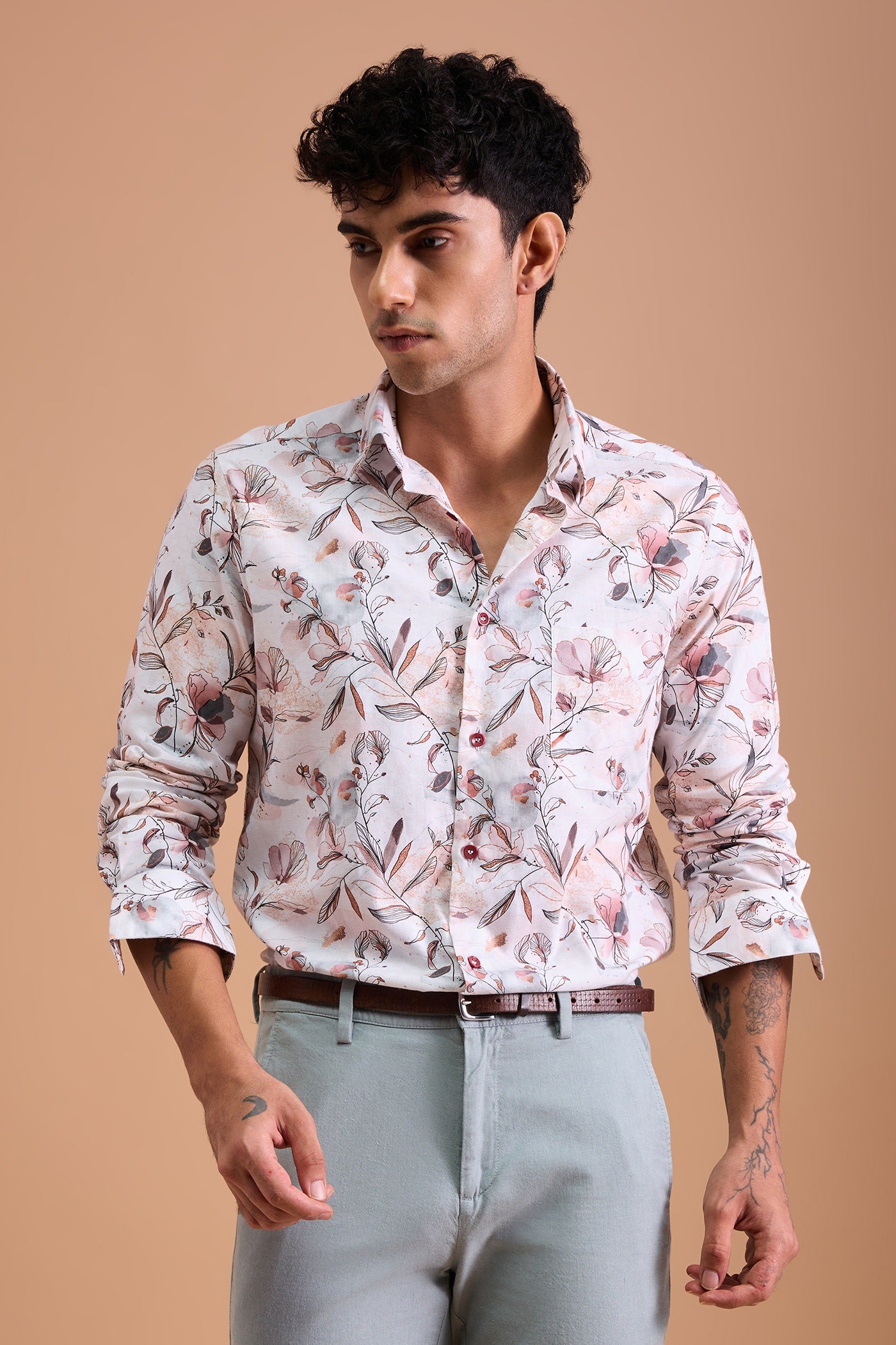 BLYDE- MENS BLYDE PREMIUM COTTON PEACH CASUAL SLIM FIT SHIRT