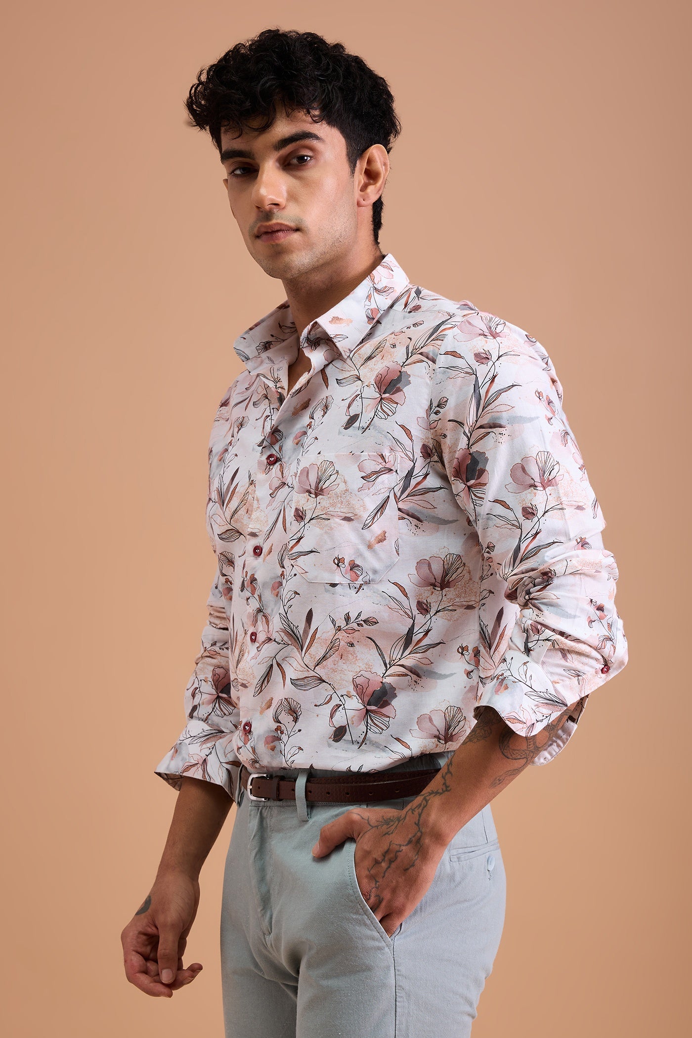 BLYDE- MENS BLYDE PREMIUM COTTON PEACH CASUAL SLIM FIT SHIRT