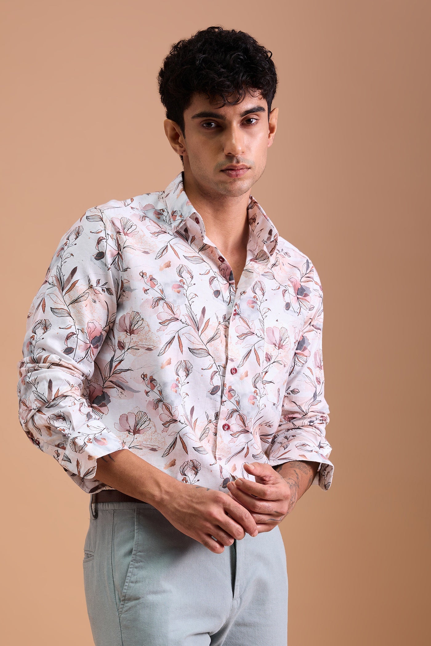 BLYDE- MENS BLYDE PREMIUM COTTON PEACH CASUAL SLIM FIT SHIRT