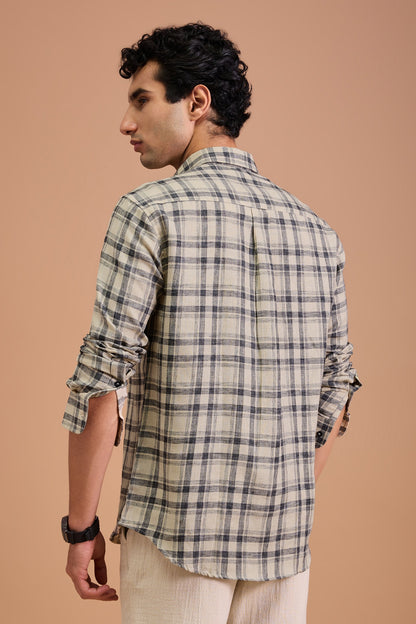 LENNOX- MENS PREMIUM COTTON BLEND BLACK CHECKED REGULAR FIT SHIRT