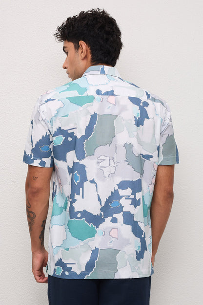 VERDON- MENS VERDN PREMIUM COTTON MULTICOLOR ABSTRACT PRINT REGULAR FIT SHIRT