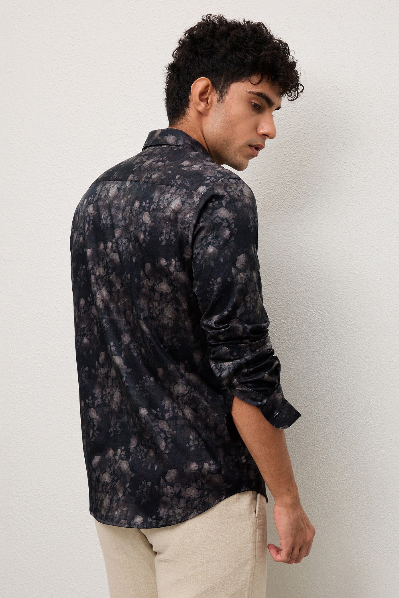 MOJAVE- MENS MOJAVE PREMIUM COTTON BLACK PRINTED CASUAL SLIM FIT SHIRT