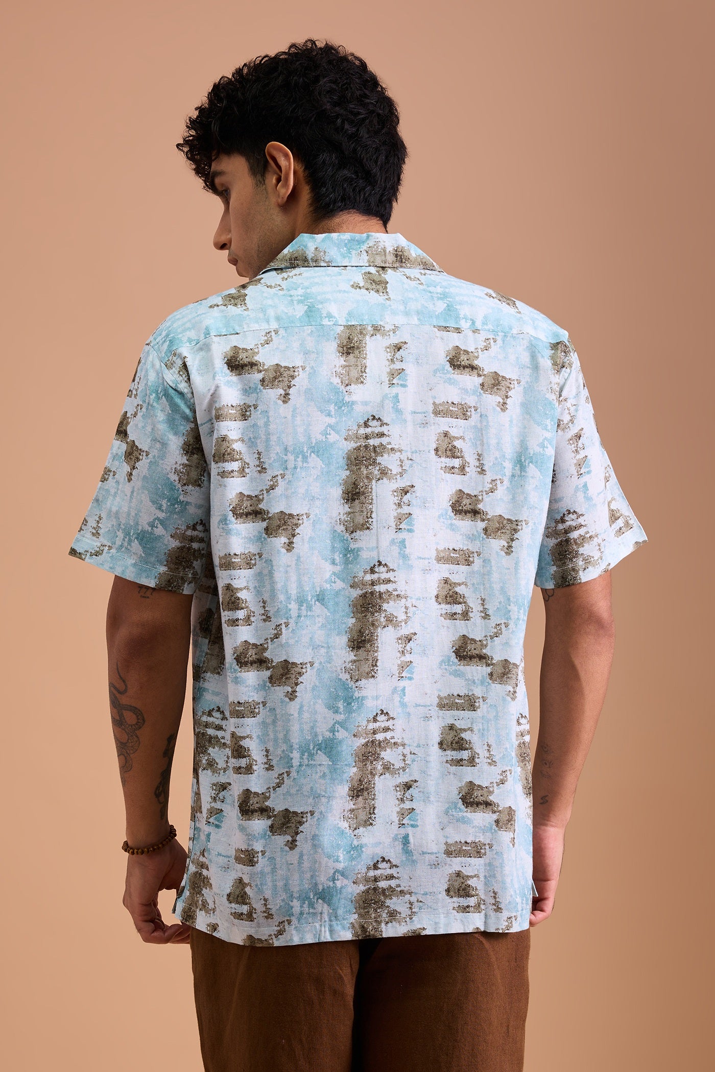 ATHOS- MENS ATHOS PREMIUM COTTON BLEND PRINTED CASUAL RELAXED FIT CUBAN SHIRT