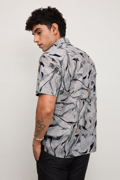 CARMELLO- MENS CARMELLO PREMIUM BLACK PRINTED CASUAL REGULAR FIT SHIRT