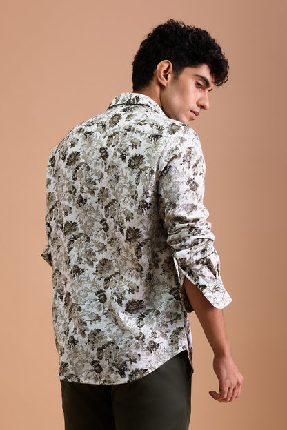ASTER- PREMIUM LINEN BLEND TAUPE CASUAL SLIM FIT SHIRT