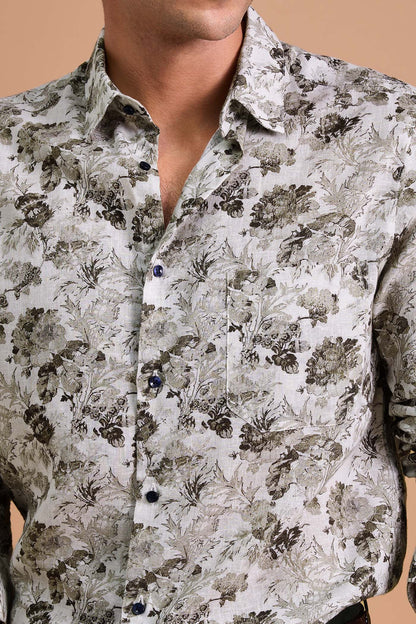 ASTER- PREMIUM LINEN BLEND TAUPE CASUAL SLIM FIT SHIRT