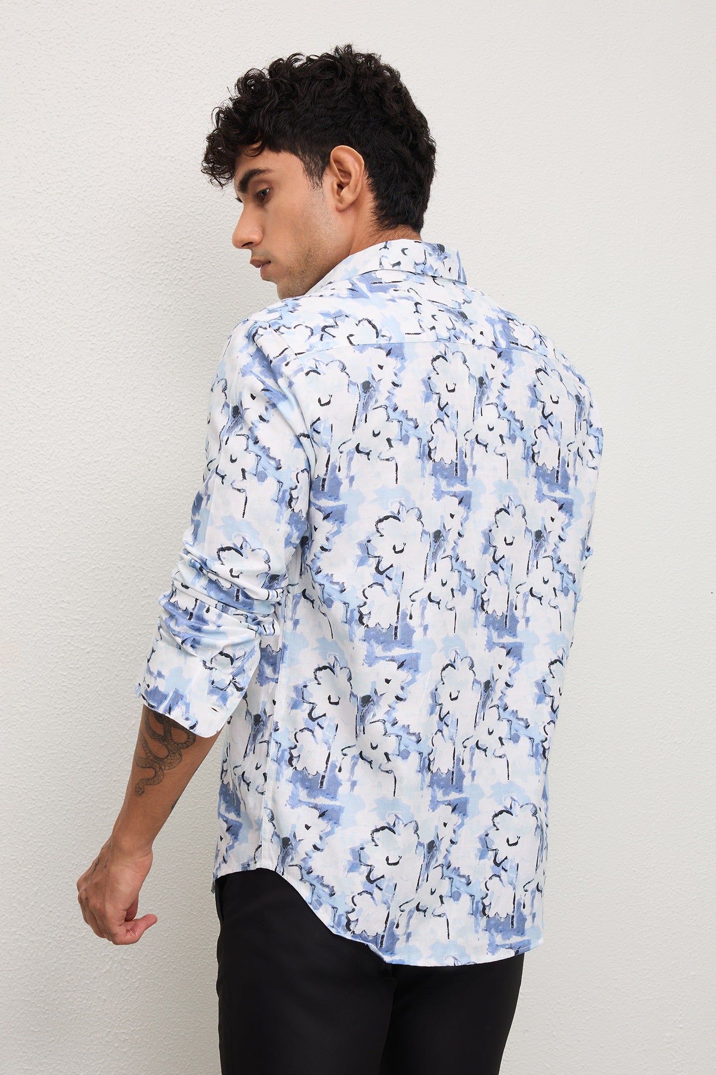 SONARA- MENS SONARA PREMIUM COTTON BLUE PRINTED CASUAL SLIM FIT SHIRT