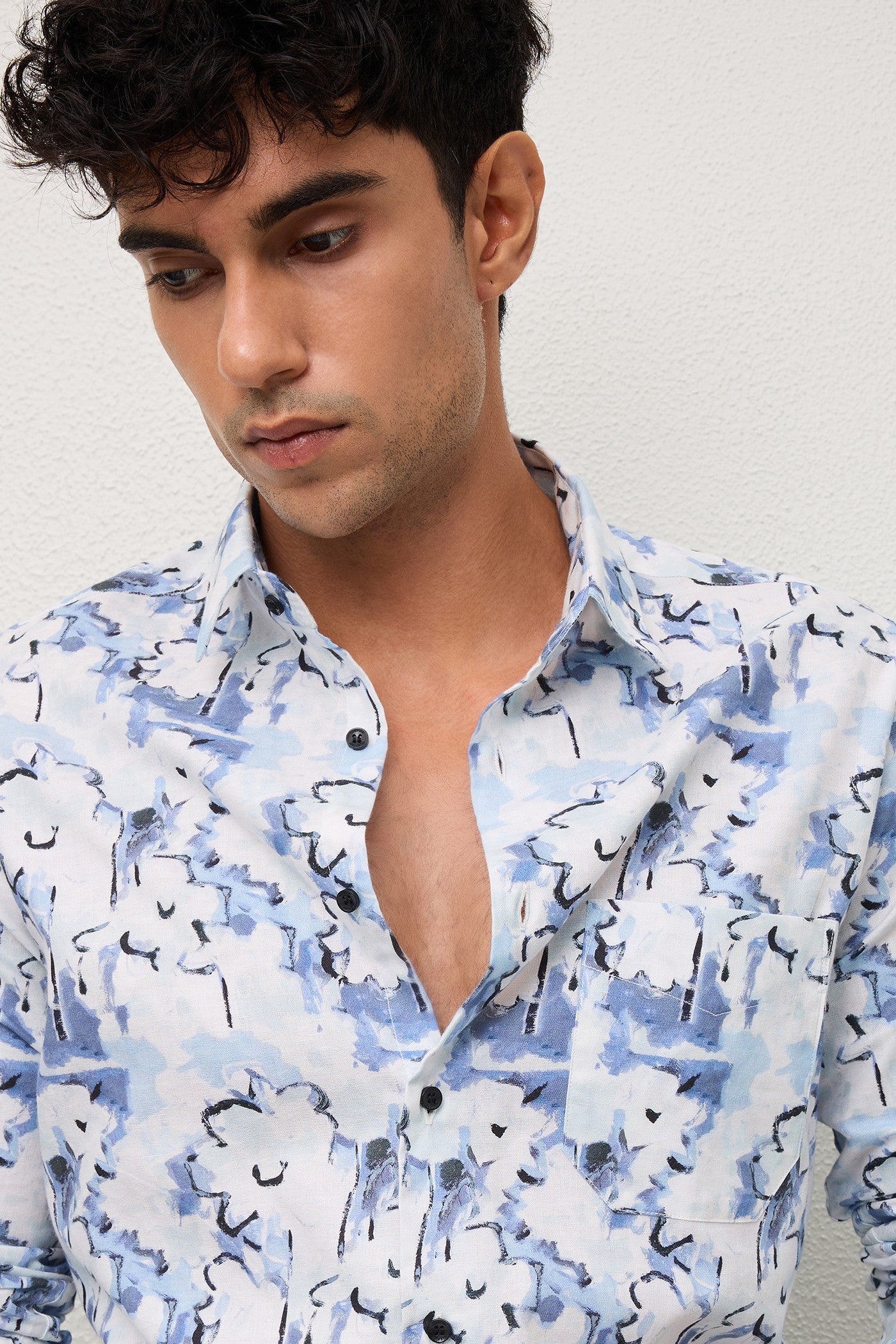 SONARA- MENS SONARA PREMIUM COTTON BLUE PRINTED CASUAL SLIM FIT SHIRT