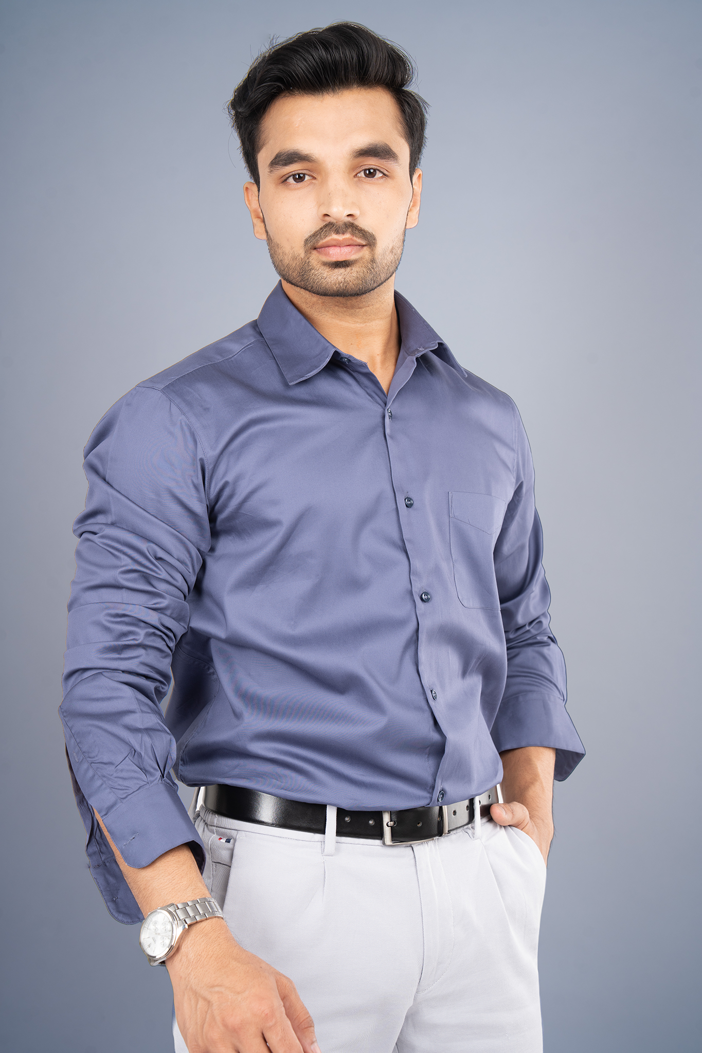JADE - PREMIUM GIZA COTTON SATIN SMART CASUAL REGULAR FIT SHIRT